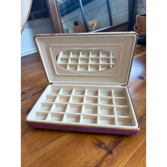 Purple Satin Jewelry Case with Mirror and 24 Compartments - Picture 5 of 5